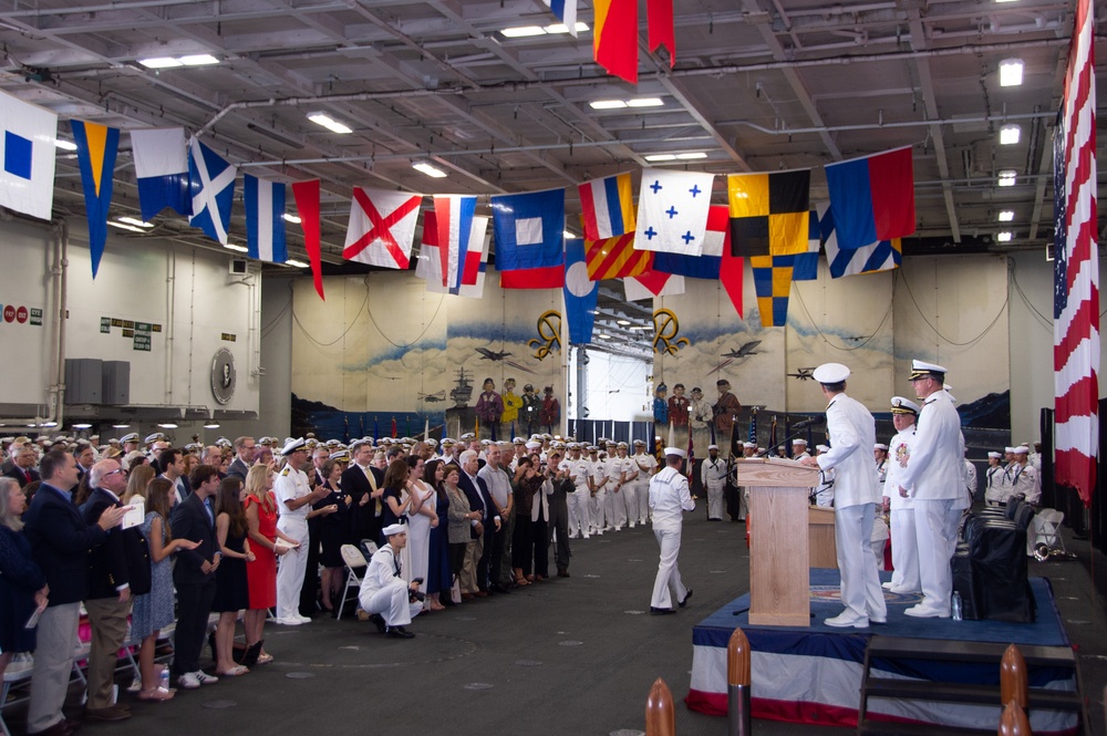 USS Ronald Reagan (CVN 76) hosts a change of command ceremony