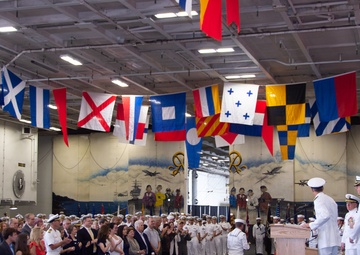 USS Ronald Reagan (CVN 76) hosts a change of command ceremony
