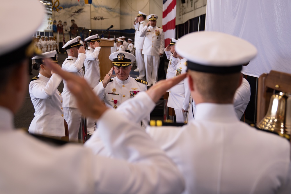 USS Ronald Reagan (CVN 76) hosts a change of command ceremony