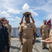 Sailors aboard the USS Howard conduct a Chief Petty Officer Pinning Ceremony in the South China Sea