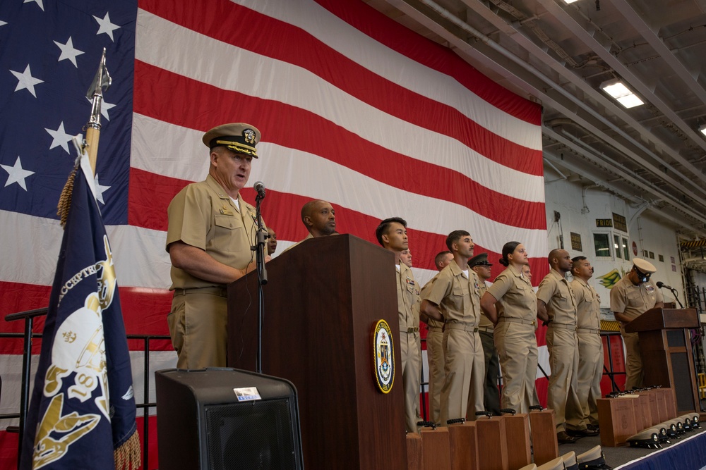 USS Tripoli Holds Chief pinning ceremoney