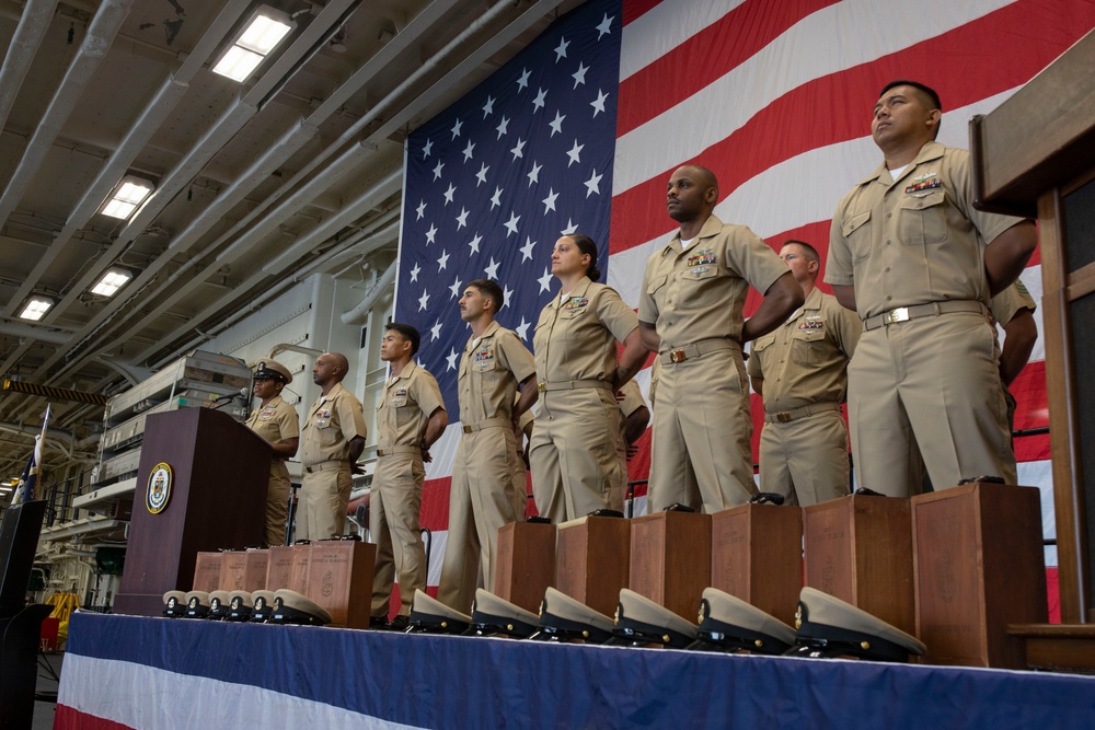 USS Tripoli Holds Chief pinning ceremoney