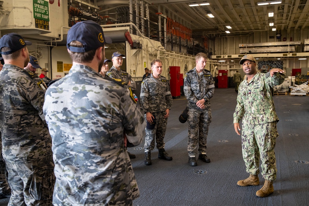 Royal Austrailian Navy sailors tour USS Tripoli (LHA7)