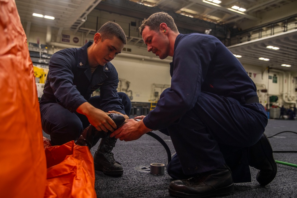 Sailors Inflate Practice Target