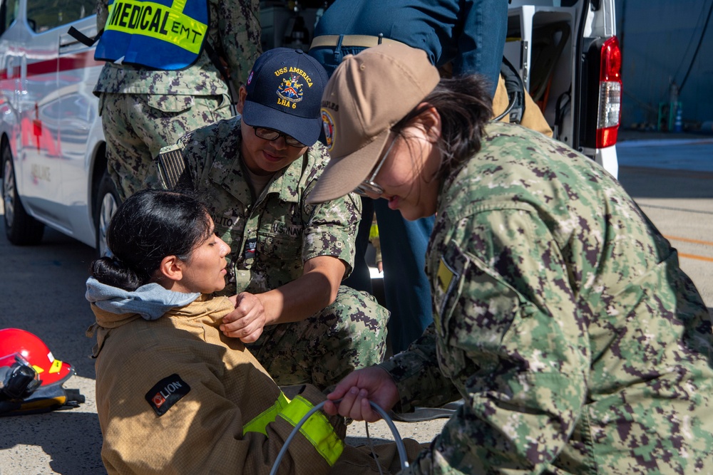 USS America (LHA 6) Conducts 8010 Drill