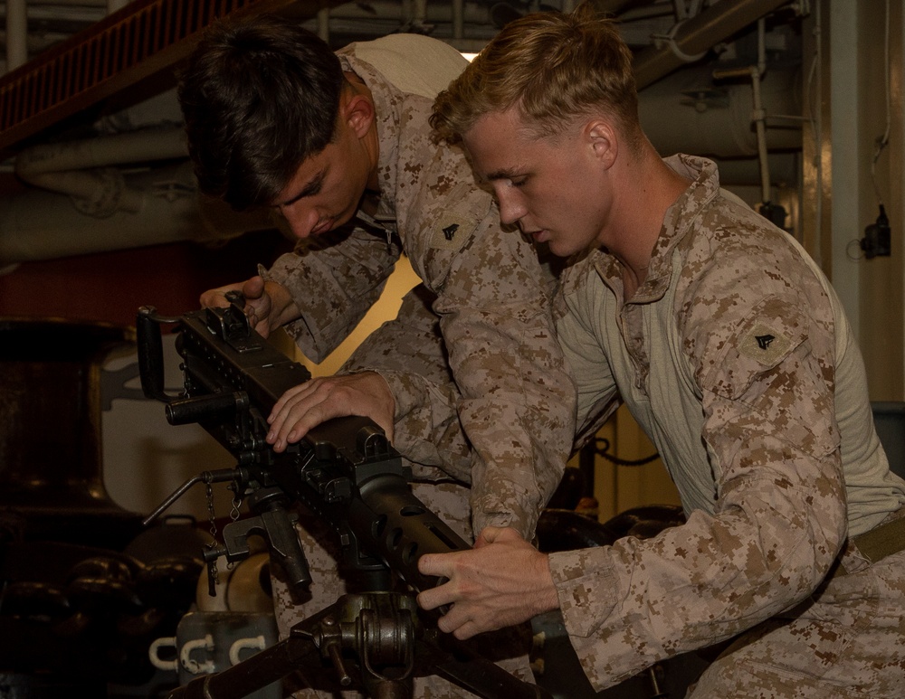 BLT 1/8, 24TH MEU (SOC), Marines Conduct Crew-Served Weapons Familiarization