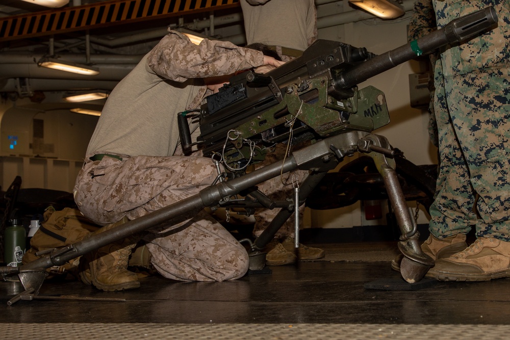 BLT 1/8, 24TH MEU (SOC), Marines Conduct Crew-Served Weapons Familiarization