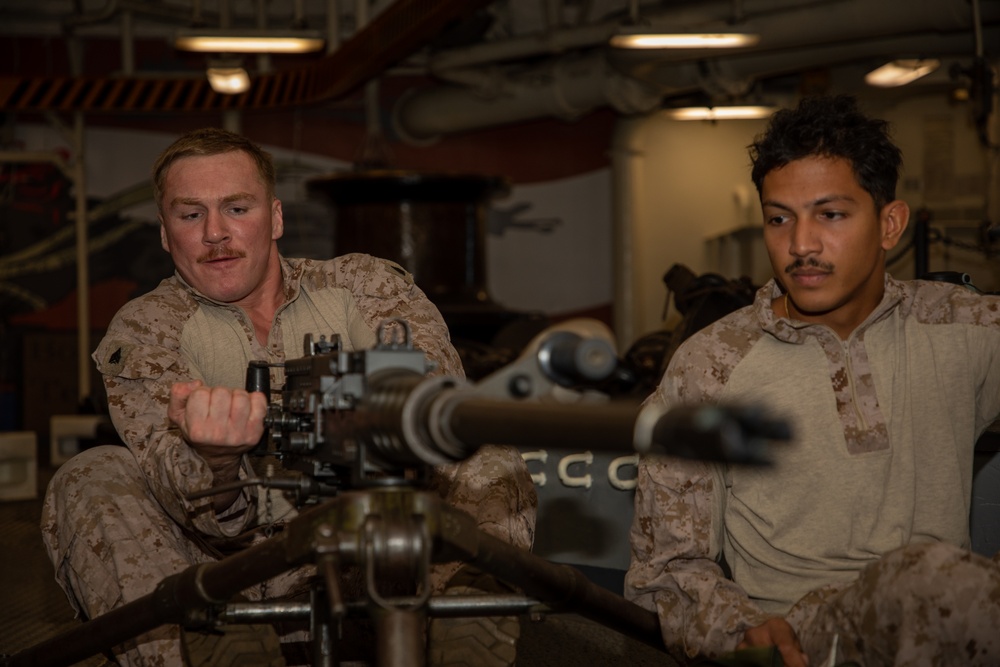 BLT 1/8, 24TH MEU (SOC), Marines Conduct Crew-Served Weapons Familiarization