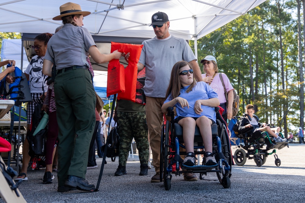 Park Ranger Christine Dowell Prepares Participants for Pontoon Boat Rides during Special Day for Special People