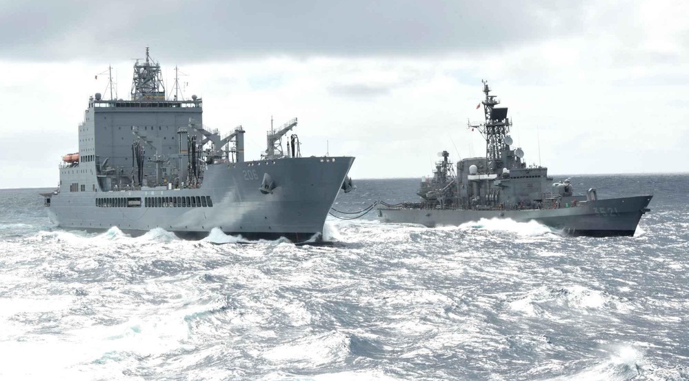 Harvey Milk Completes First Replenishment-at-Sea with two Japanese Training Ships