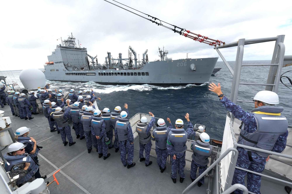 Harvey Milk Completes First Replenishment-at-Sea with two Japanese Training Ships