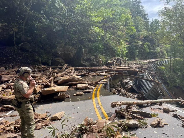 118th ASOS Clear Routes in Western N.C. in support of Tropical Storm Helene Recovery