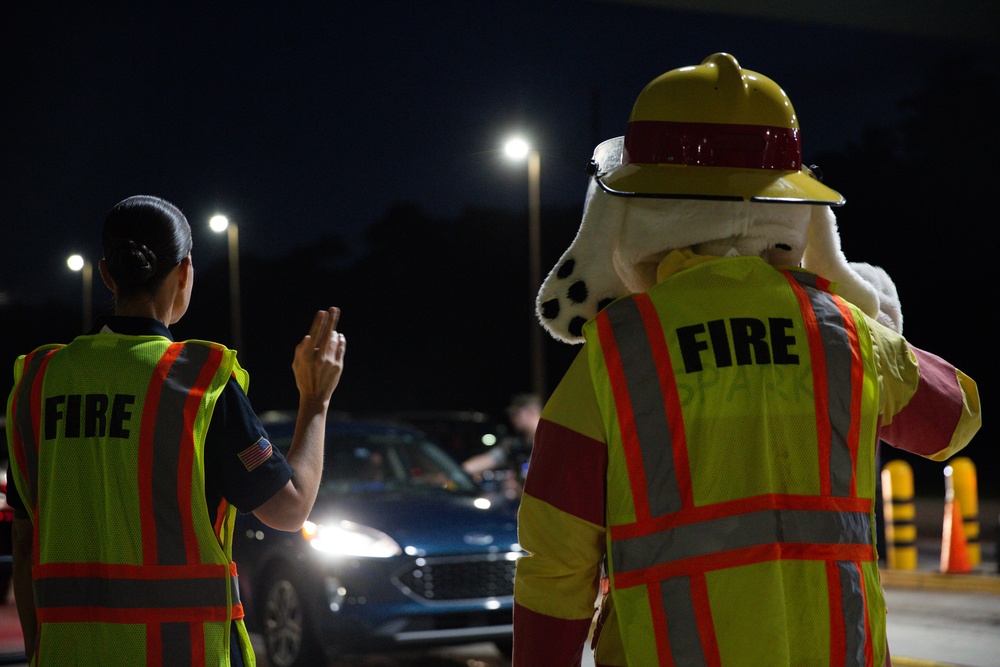 Sparky visits Marine Corps Air Station New River during Fire Prevention Month