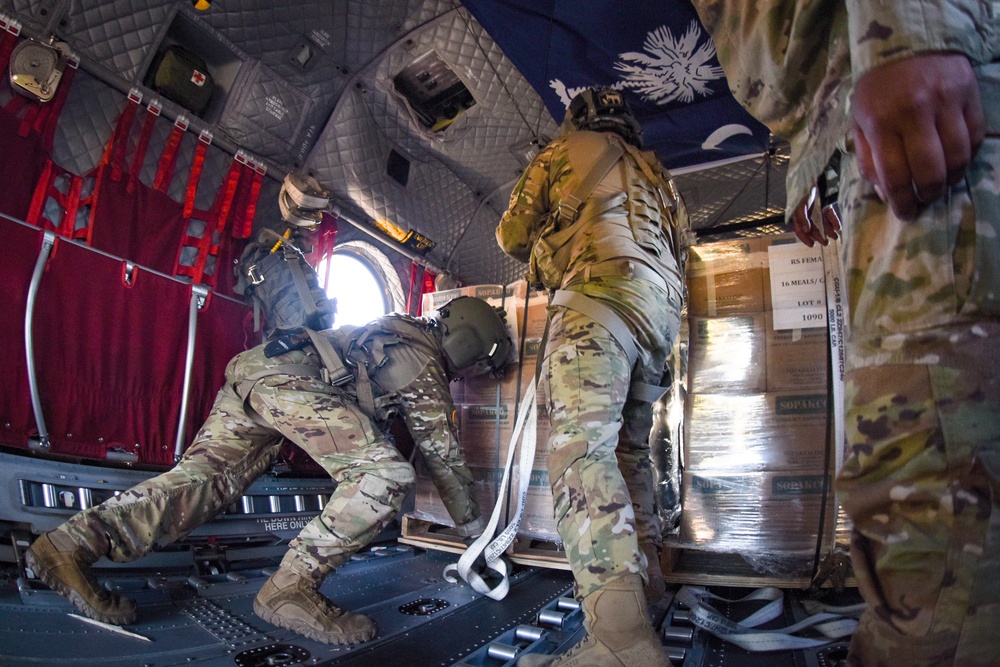 U.S. Army National Guard CH-47F fly Hurricane Helene relief missions across the South-North Carolinas border