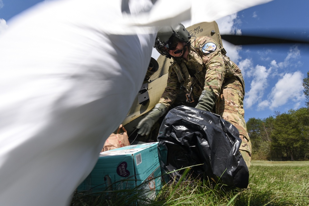 U.S. Army National Guard CH-47F fly Hurricane Helene relief missions across the South-North Carolinas border