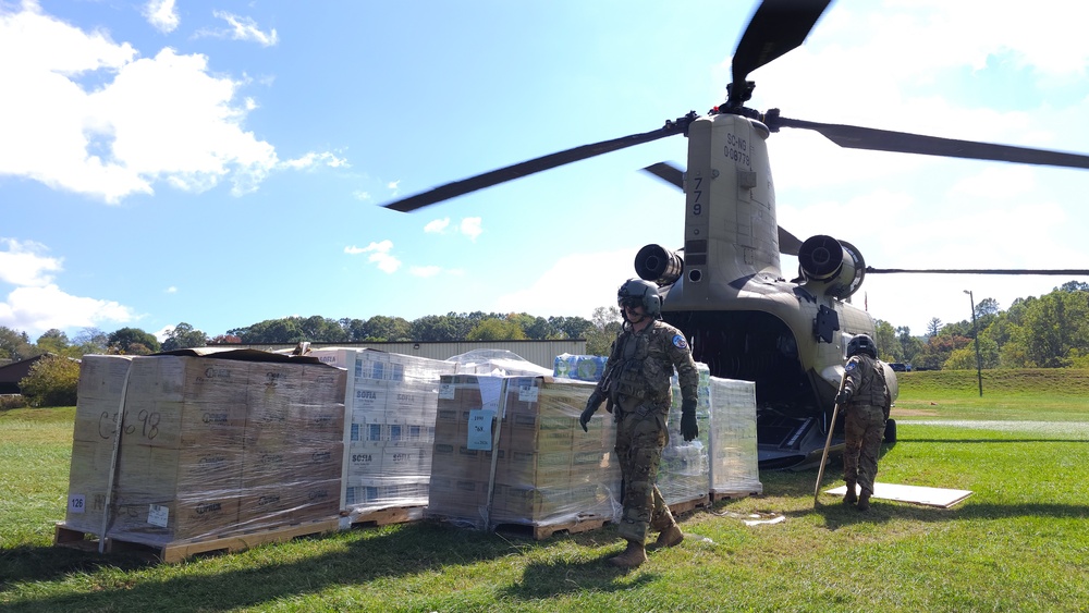 U.S. Army National Guard CH-47F fly Hurricane Helene relief missions across the South-North Carolinas border