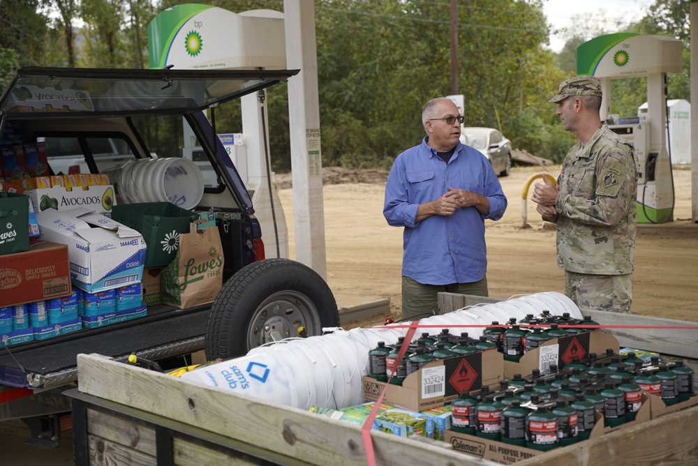 USACE Wilmington’s own Scott Jones is carrying supplies to the Sandy Mush community just northwest of Asheville.