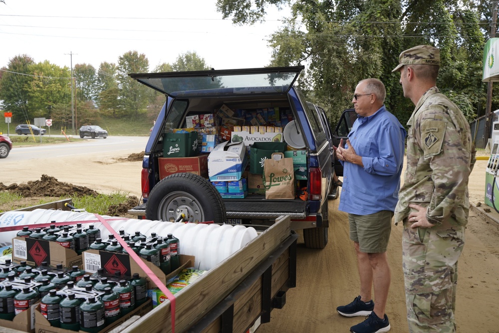 USACE Wilmington’s own Scott Jones is carrying supplies to the Sandy Mush community just northwest of Asheville.