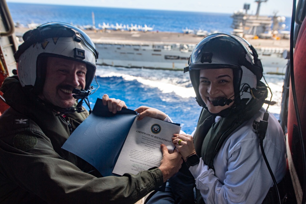 Reenlisting in Helicopter Above Theodore Roosevelt