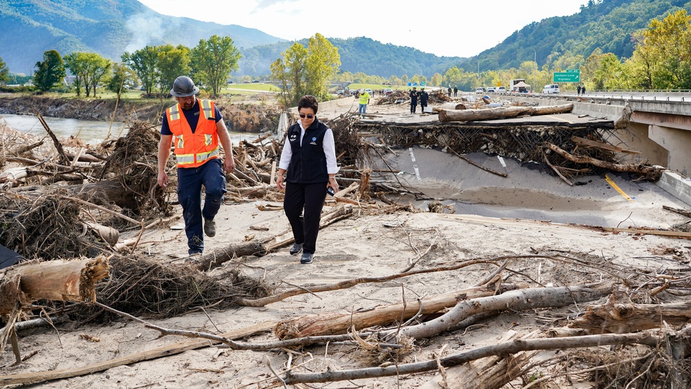 U.S. Fire Administrator Visits I-26 Bridge Damage from Hurricane Helene in Tennessee