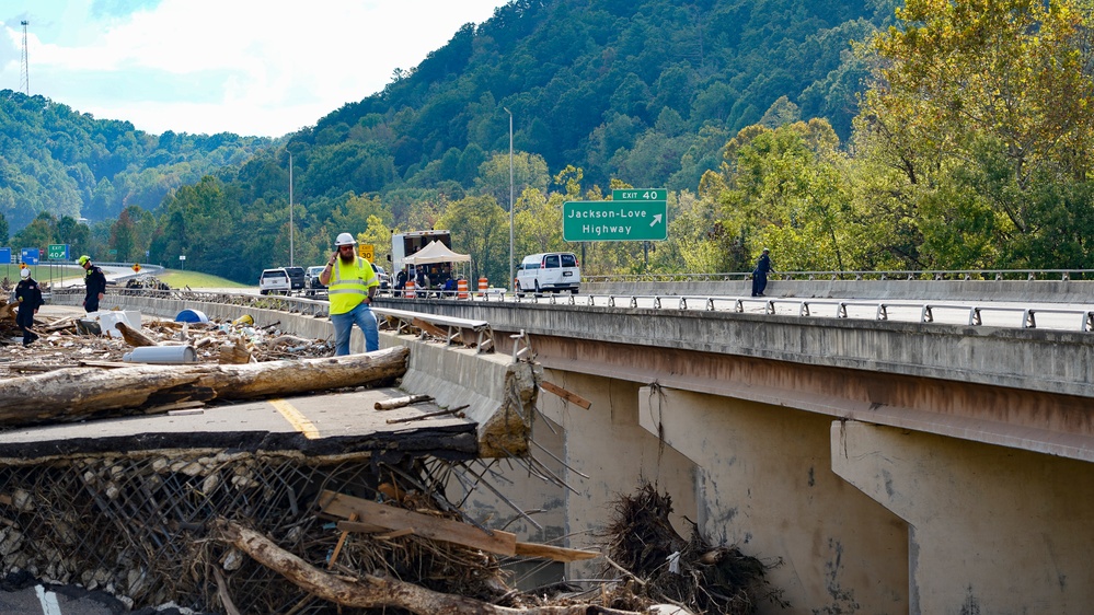 Repair Work Underway on I-26 Bridge Damaged by Hurricane Helene in Tennessee