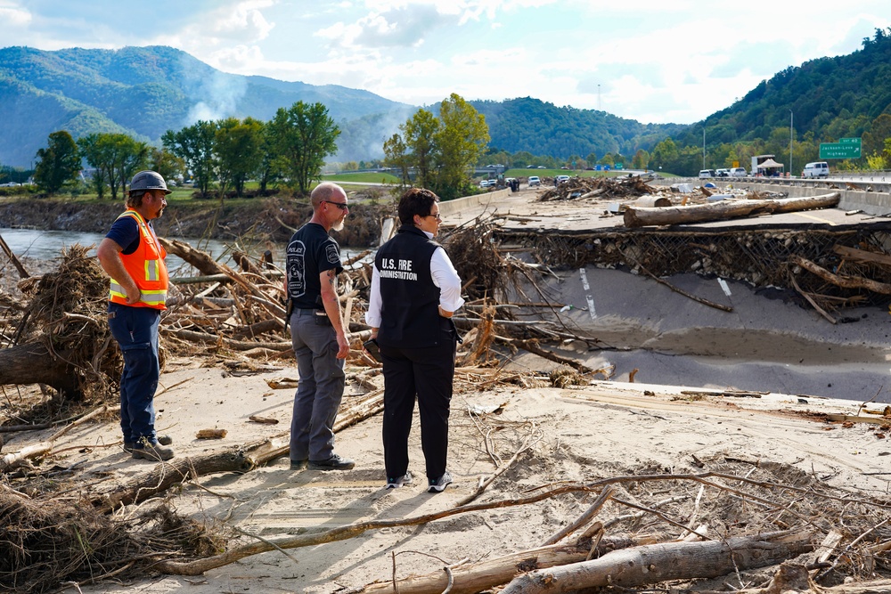 U.S. Fire Administrator Visits I-26 Bridge Damage from Hurricane Helene in Tennessee