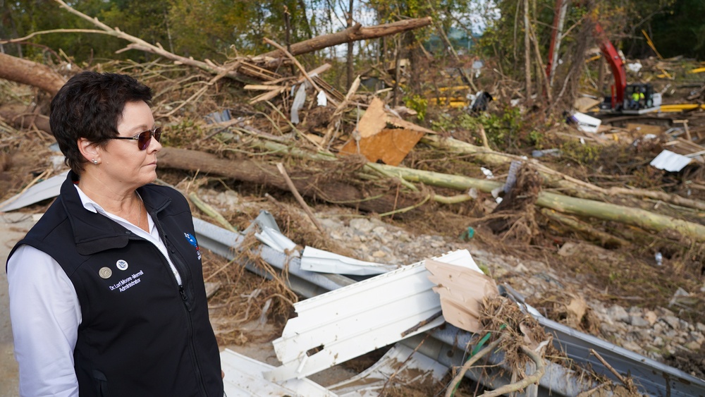 U.S. Fire Administrator Dr. Lori Moore-Merrell Assessing Debris After Hurricane Helene in Erwin, TN