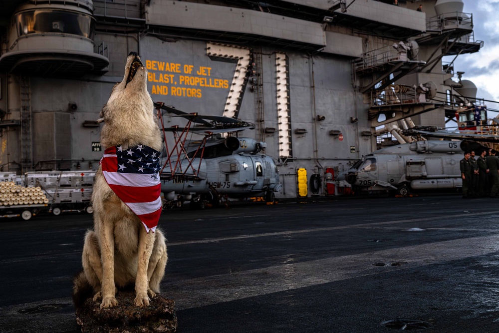 HSM-75 Mascot Howls Aboard Theodore Roosevelt