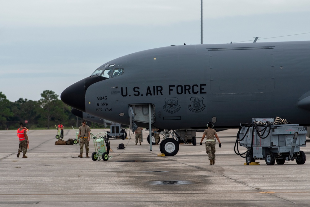 927 MXG Airmen work alongside 6 MXG to evacuate flight line ahead of inclement weather