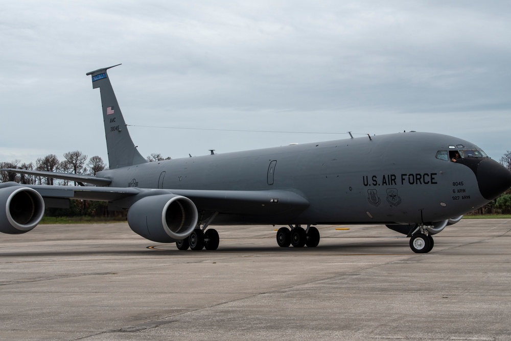 927 MXG Airmen work alongside 6 MXG to evacuate flight line ahead of inclement weather