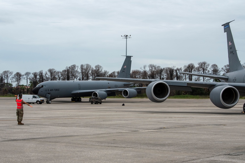 927 MXG Airmen work alongside 6 MXG to evacuate flight line ahead of inclement weather