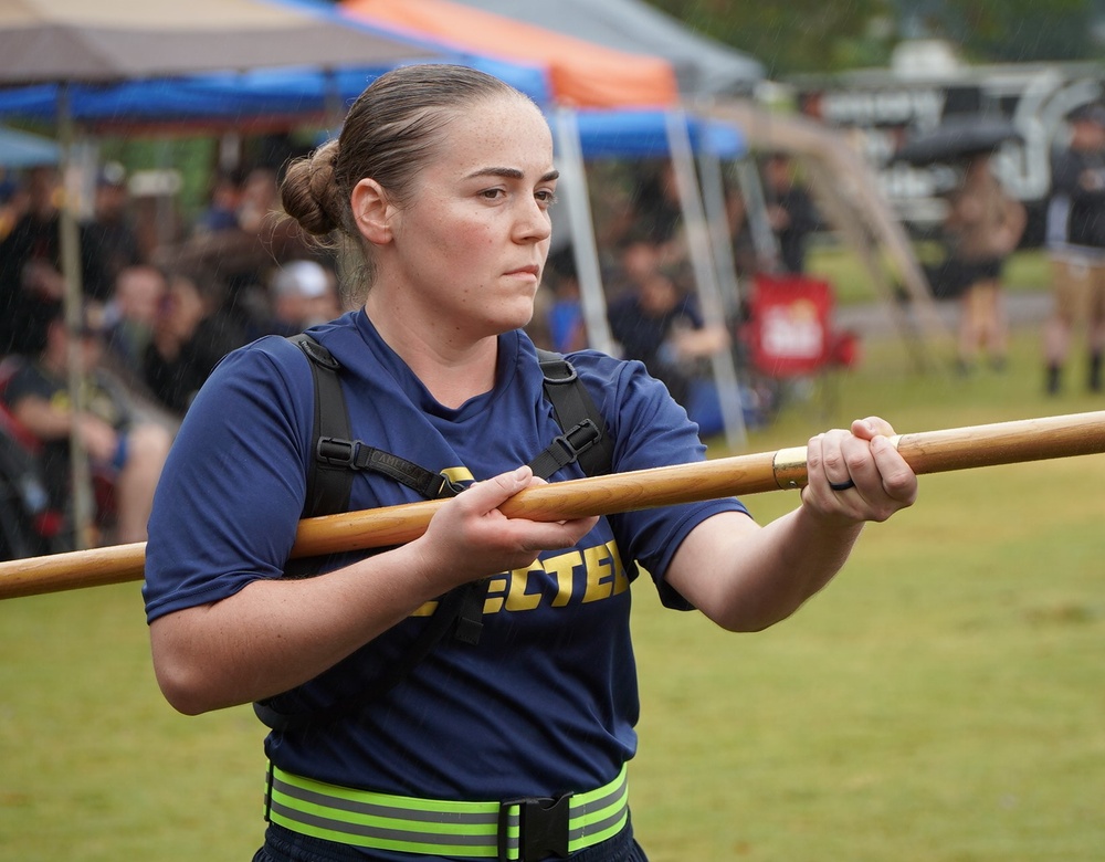 Dam Neck Annex CPO Selects compete in cadence and guidon competition in the pouring rain