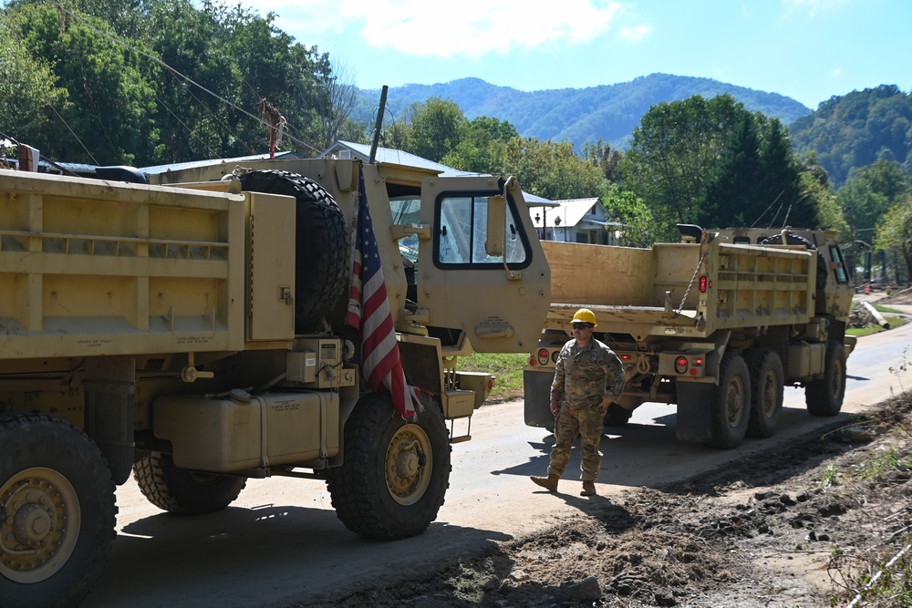 Staging dump trucks