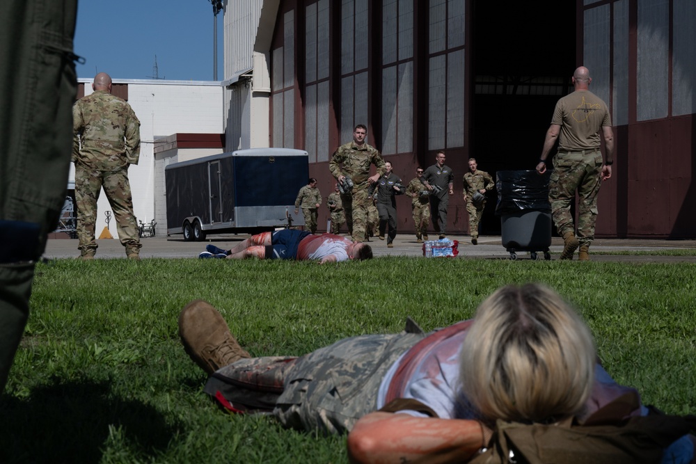 Airman participate in mass causalty exercise