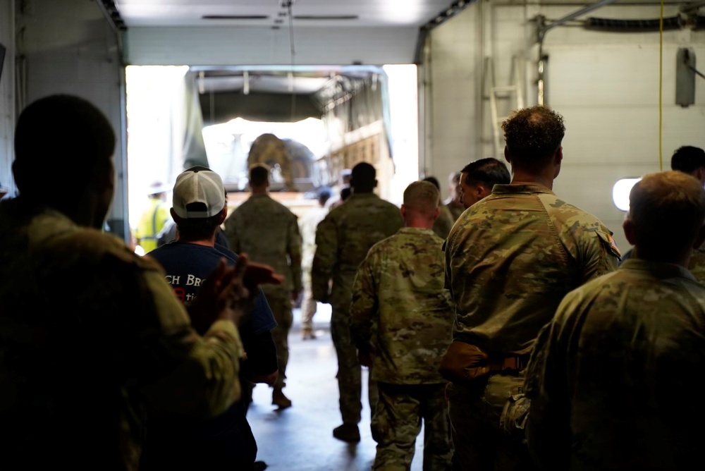 Active duty soldiers from the 82nd Airborne and the 20th Engineer Brigade from Fort Liberty, North Carolina, transported three 5-ton MTVs worth of food and water to the French Broad Fire and Rescue station.