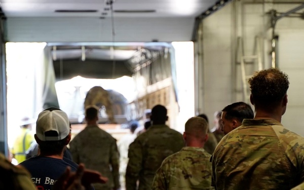 Active duty soldiers from the 82nd Airborne and the 20th Engineer Brigade from Fort Liberty, North Carolina, transported three 5-ton MTVs worth of food and water to the French Broad Fire and Rescue station.