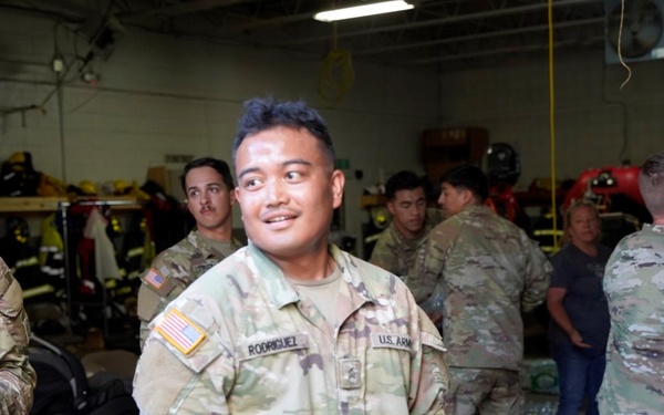 Active duty soldiers from the 82nd Airborne and the 20th Engineer Brigade from Fort Liberty, North Carolina, transported three 5-ton MTVs worth of food and water to the French Broad Fire and Rescue station.