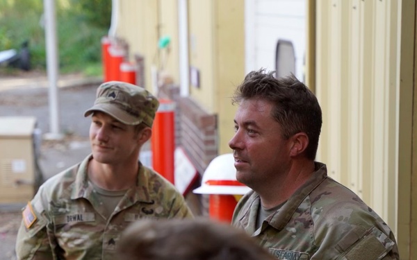 Active duty soldiers from the 82nd Airborne and the 20th Engineer Brigade from Fort Liberty, North Carolina, transported three 5-ton MTVs worth of food and water to the French Broad Fire and Rescue station.