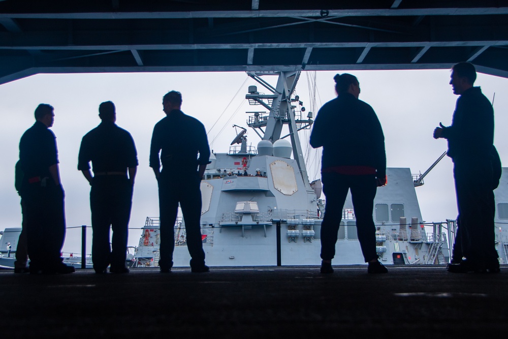 The USS Sampson Steams Alongside Nimitz
