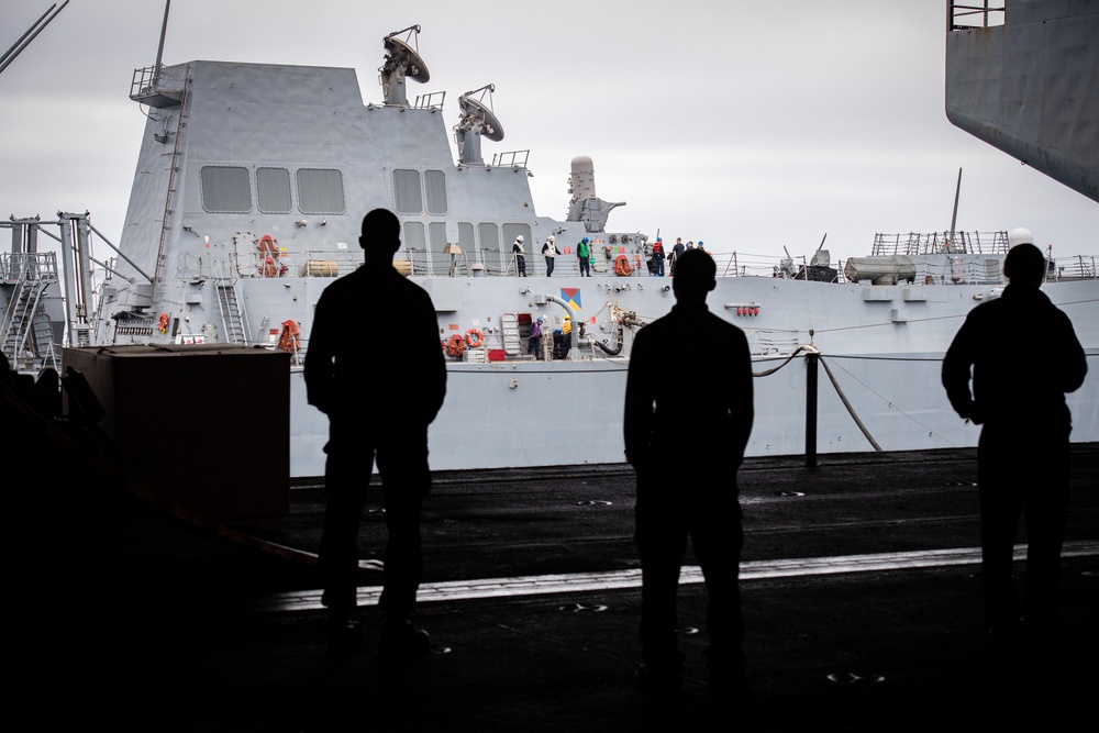 The USS Sampson Steams Alongside Nimitz