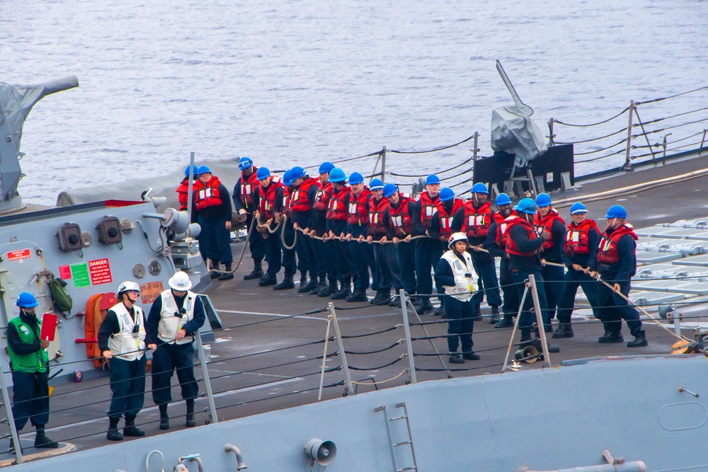 The USS Sampson Steams Alongside Nimitz