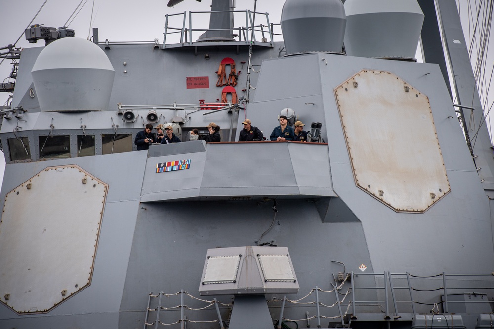 The USS Sampson Steams Alongside Nimitz