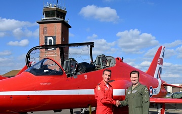 RAF Red Arrows perform over RAF Mildenhall for Airmen, community