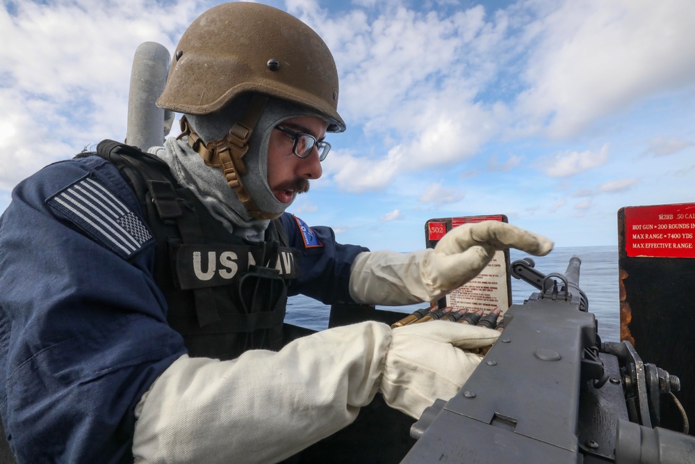 USS Dewey (DDG 105) Conducts Crew-Served Weapons Qualifications in the Bay of Bengal