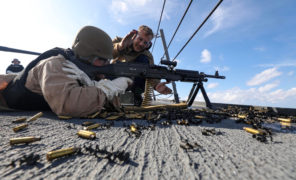 USS Dewey (DDG 105) Conducts Crew-Served Weapons Qualifications in the Bay of Bengal