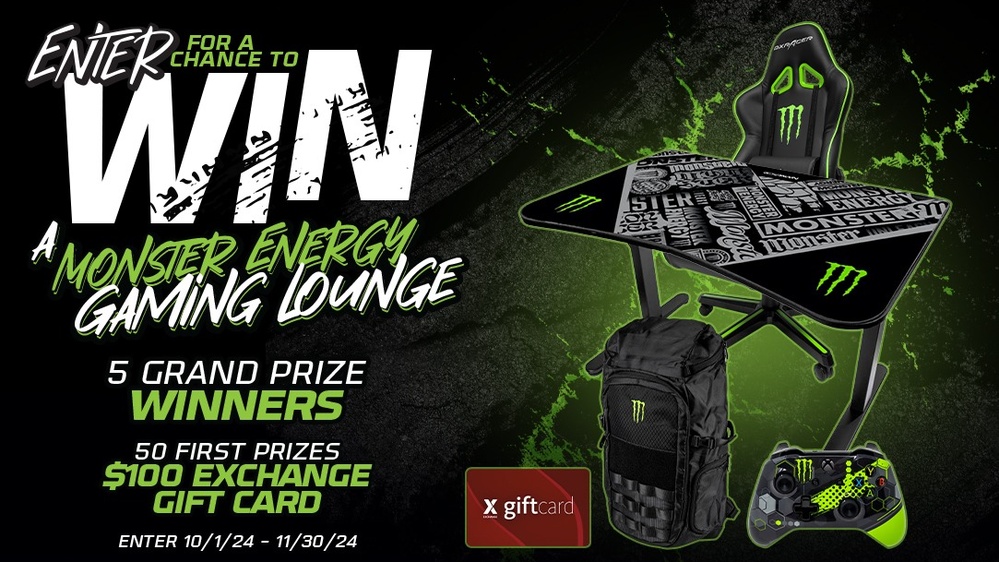 Nearly $15,000 in Prizes Up for Grabs in Monster Energy Win a Gaming Lounge Sweepstakes