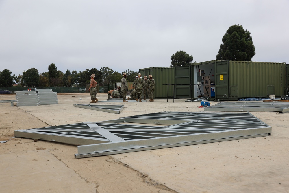 NMCB 4 Seabees Assemble Cold Form Steel Frame Building