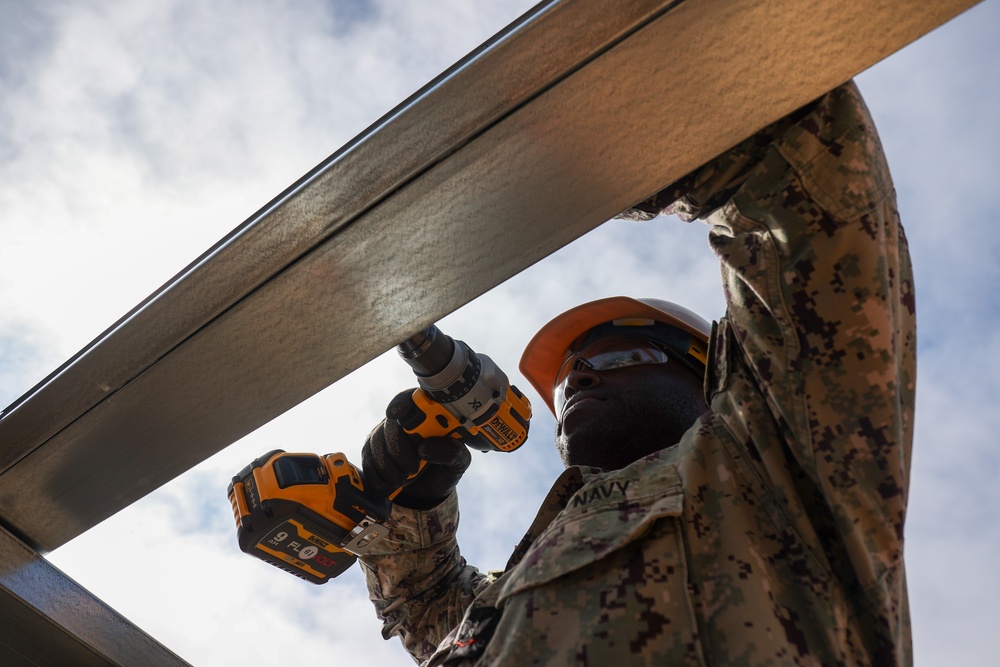 NMCB 4 Seabees Assemble Cold Form Steel Frame Building