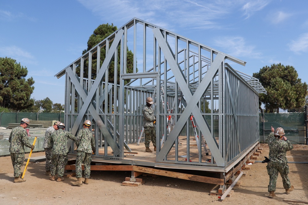 NMCB 4 Seabees Assemble Cold Form Steel Frame Building