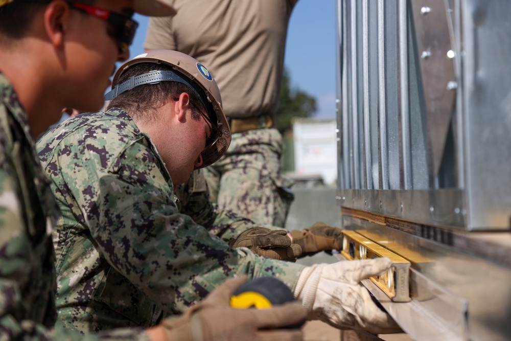 NMCB 4 Seabees Assemble Cold Form Steel Frame Building